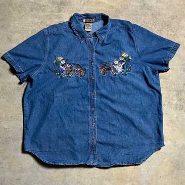 Vintage 90’s Embroidered Boxy Just My Size Denim … - image 1