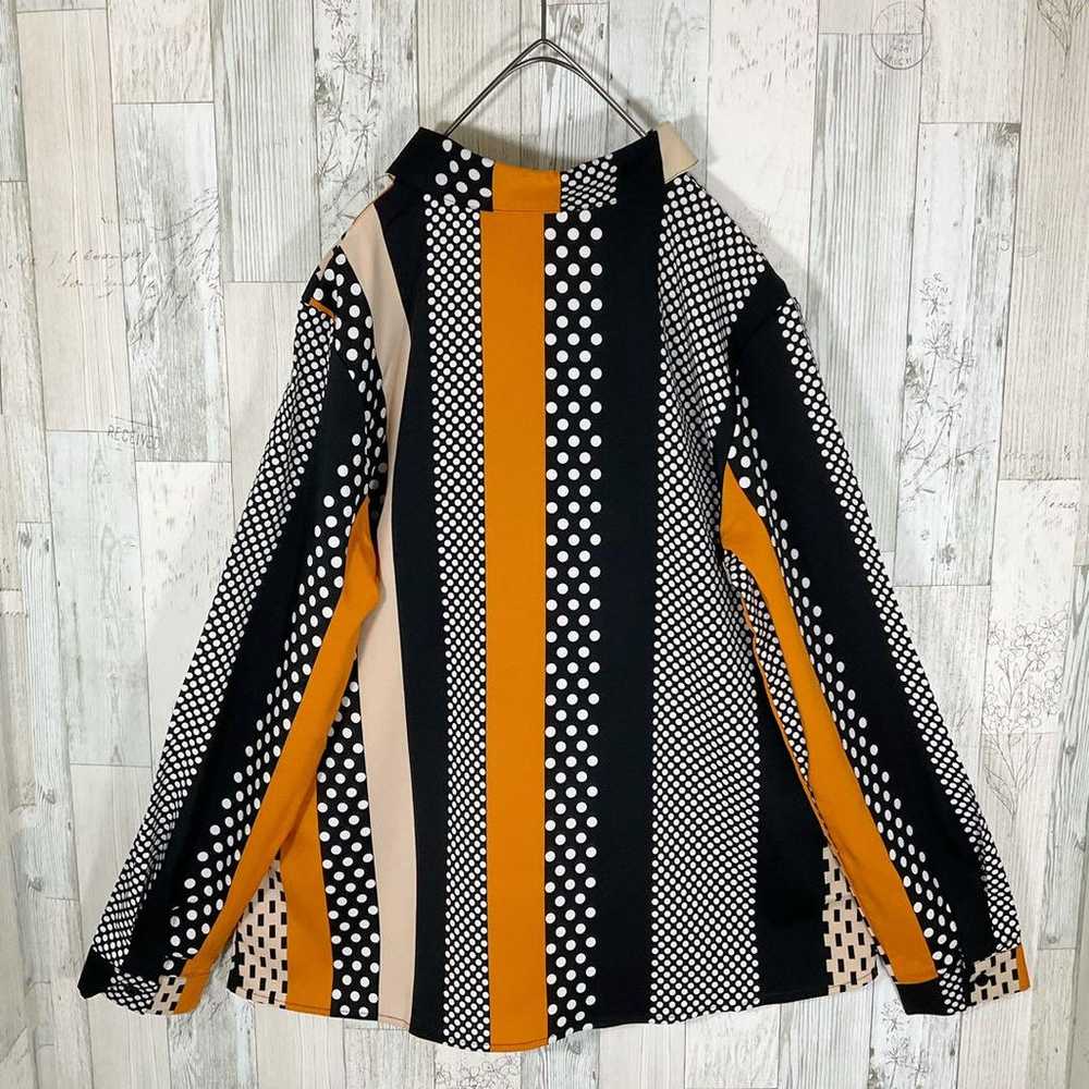 Patterned shirt women's long sleeve L orange unus… - image 3