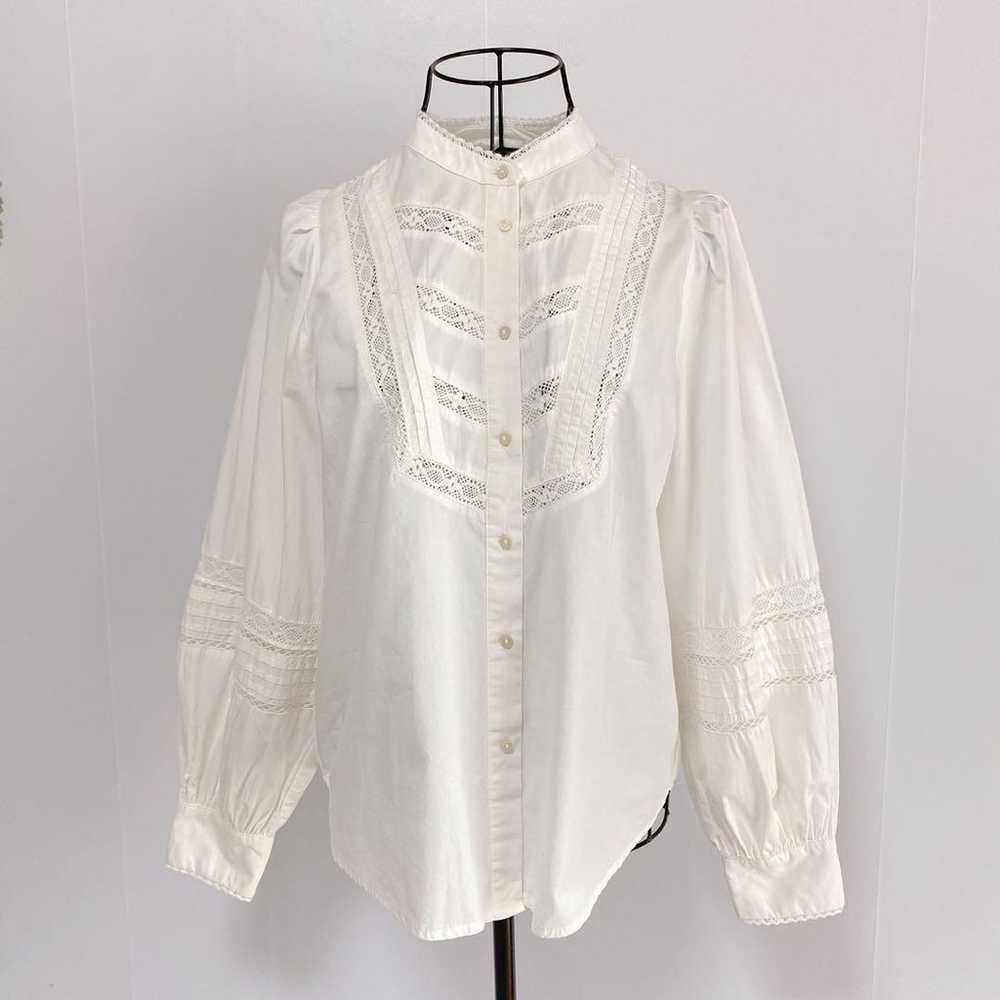 Zara【XS】blouse shirt band collar, sheer lace desi… - image 3