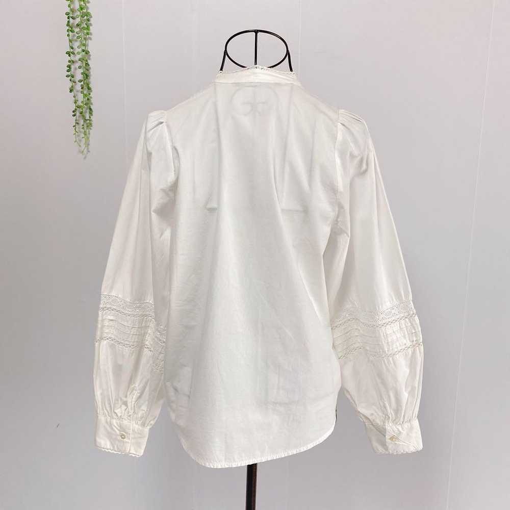 Zara【XS】blouse shirt band collar, sheer lace desi… - image 4