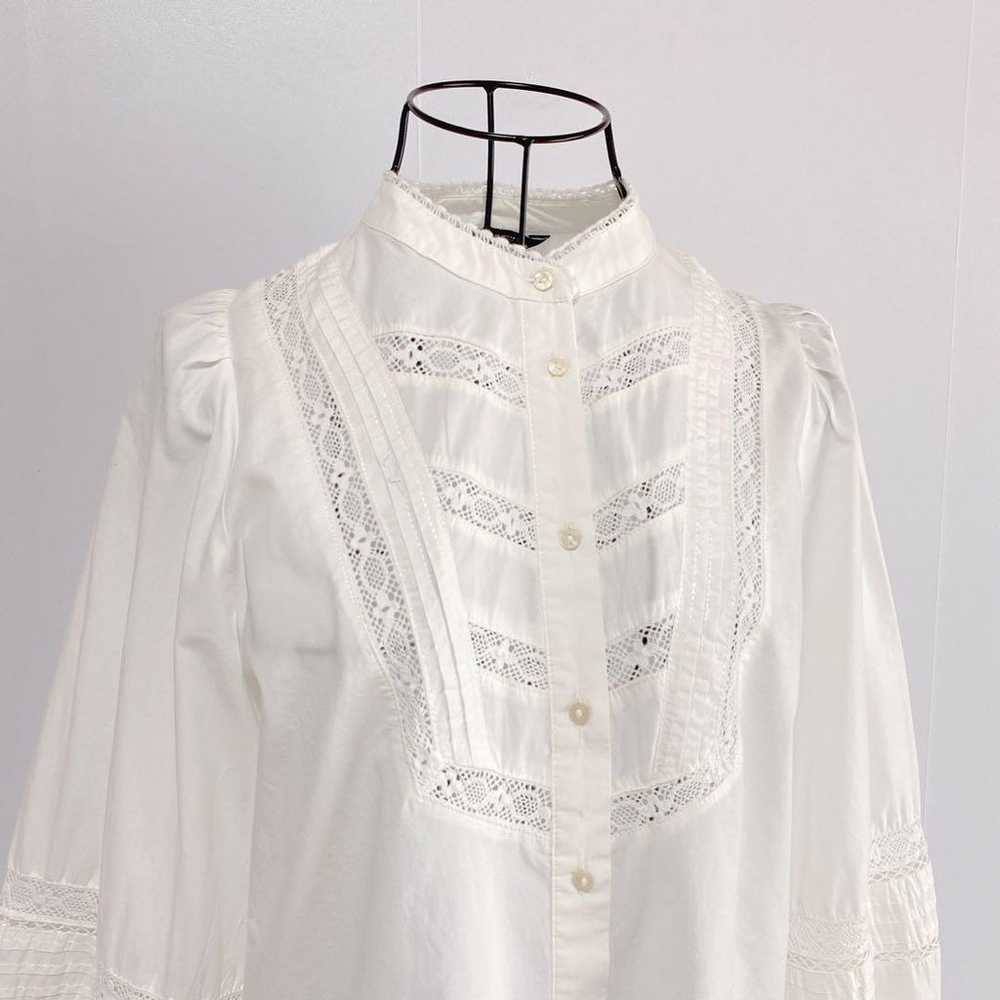 Zara【XS】blouse shirt band collar, sheer lace desi… - image 6