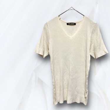 SPRAY PREMIUM Rib Knit Short Sleeve Solid V-Neck … - image 1