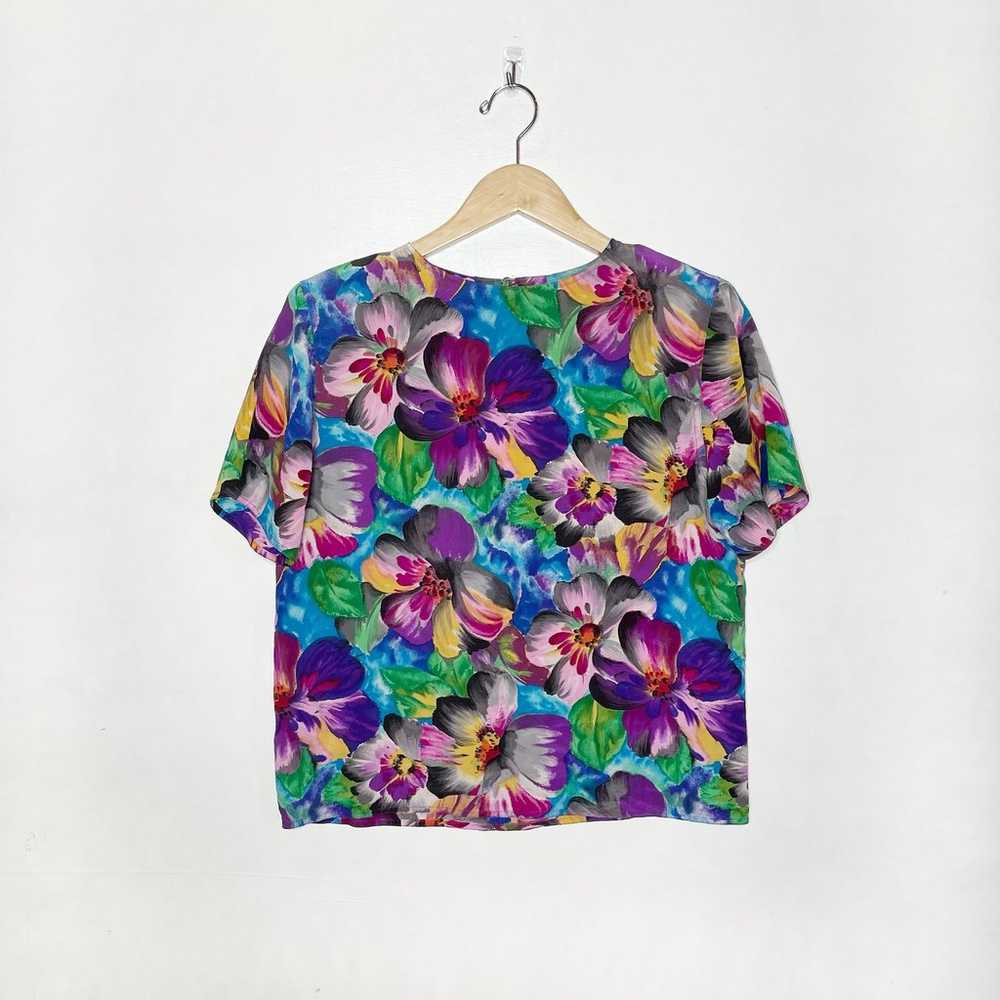 VINTAGE Silk Floral Blouse - image 1