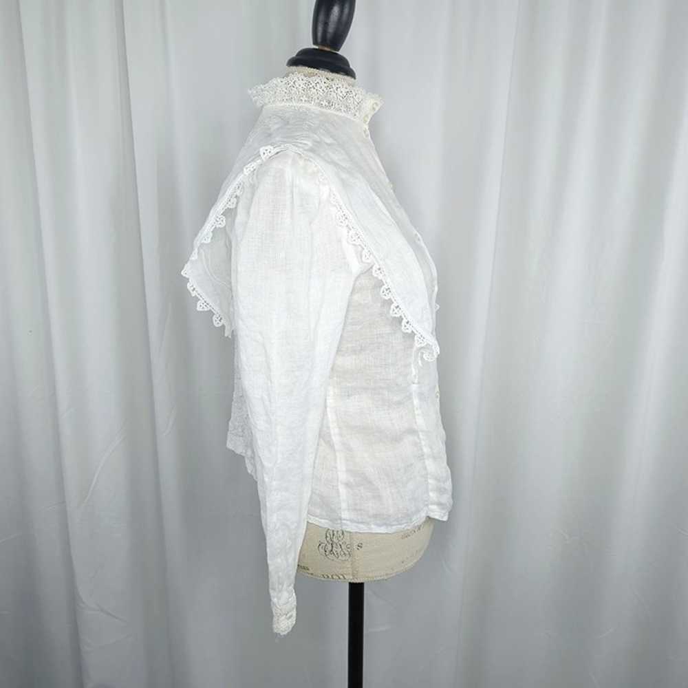 Vintage Victorian Lolita White Blouse Small 4 Lace - image 10