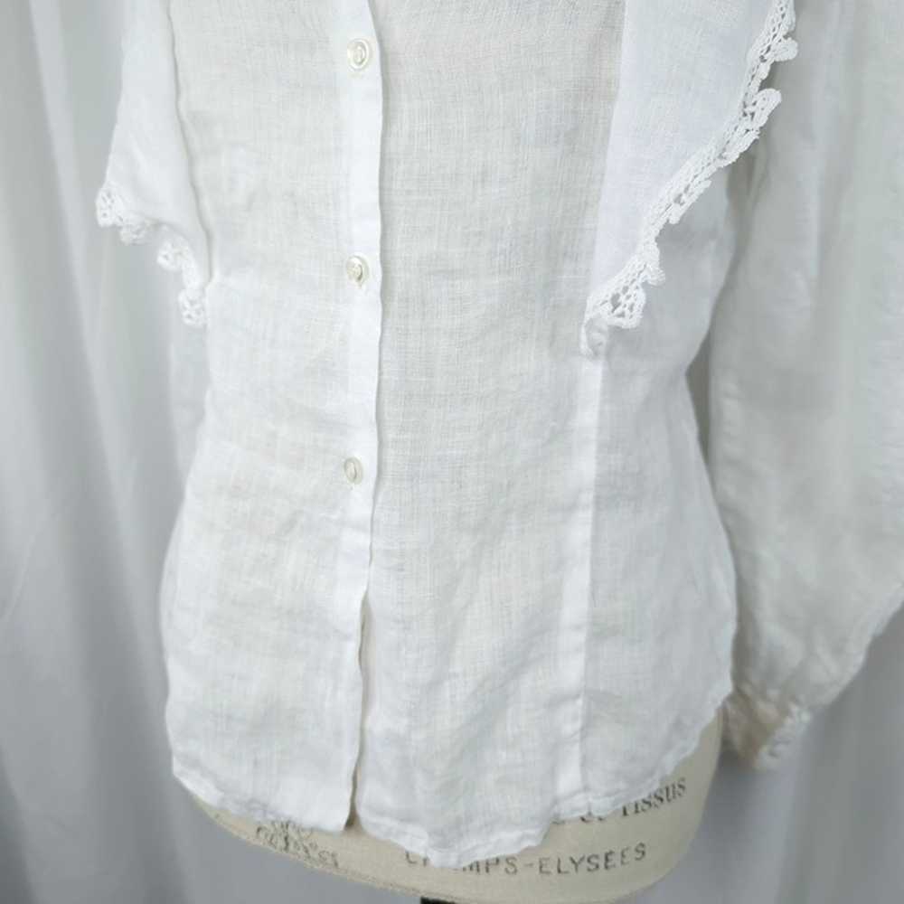 Vintage Victorian Lolita White Blouse Small 4 Lace - image 3