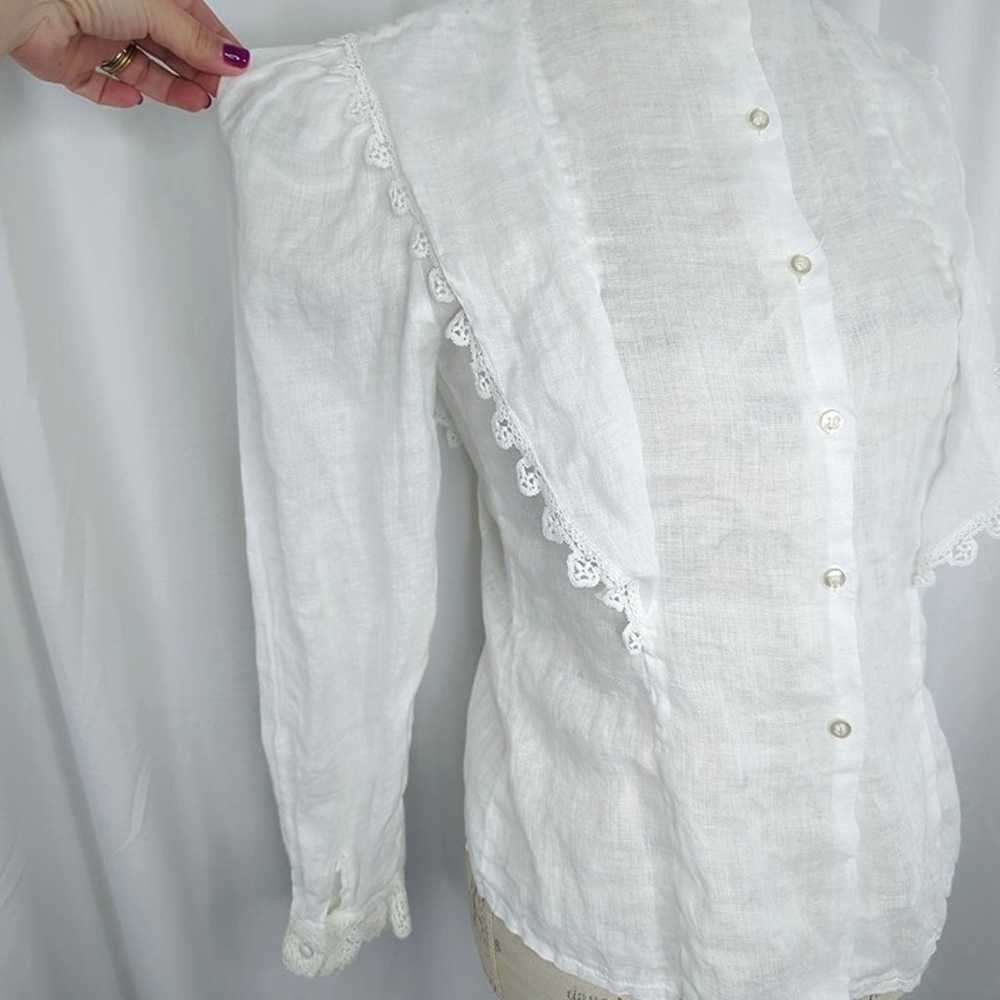 Vintage Victorian Lolita White Blouse Small 4 Lace - image 4