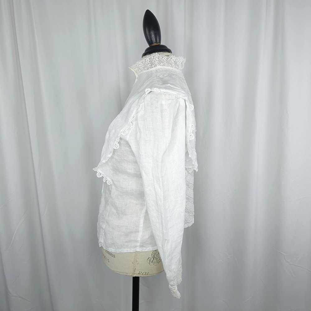 Vintage Victorian Lolita White Blouse Small 4 Lace - image 5