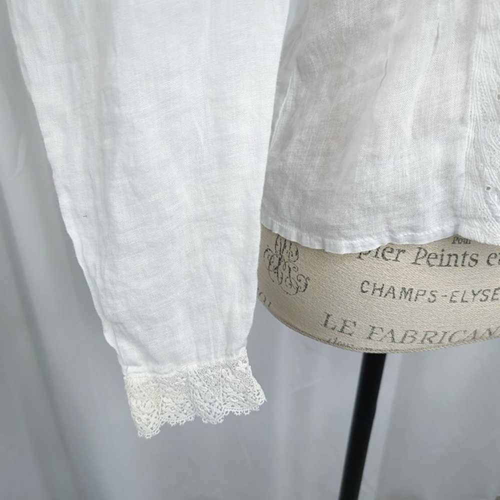 Vintage Victorian Lolita White Blouse Small 4 Lace - image 8