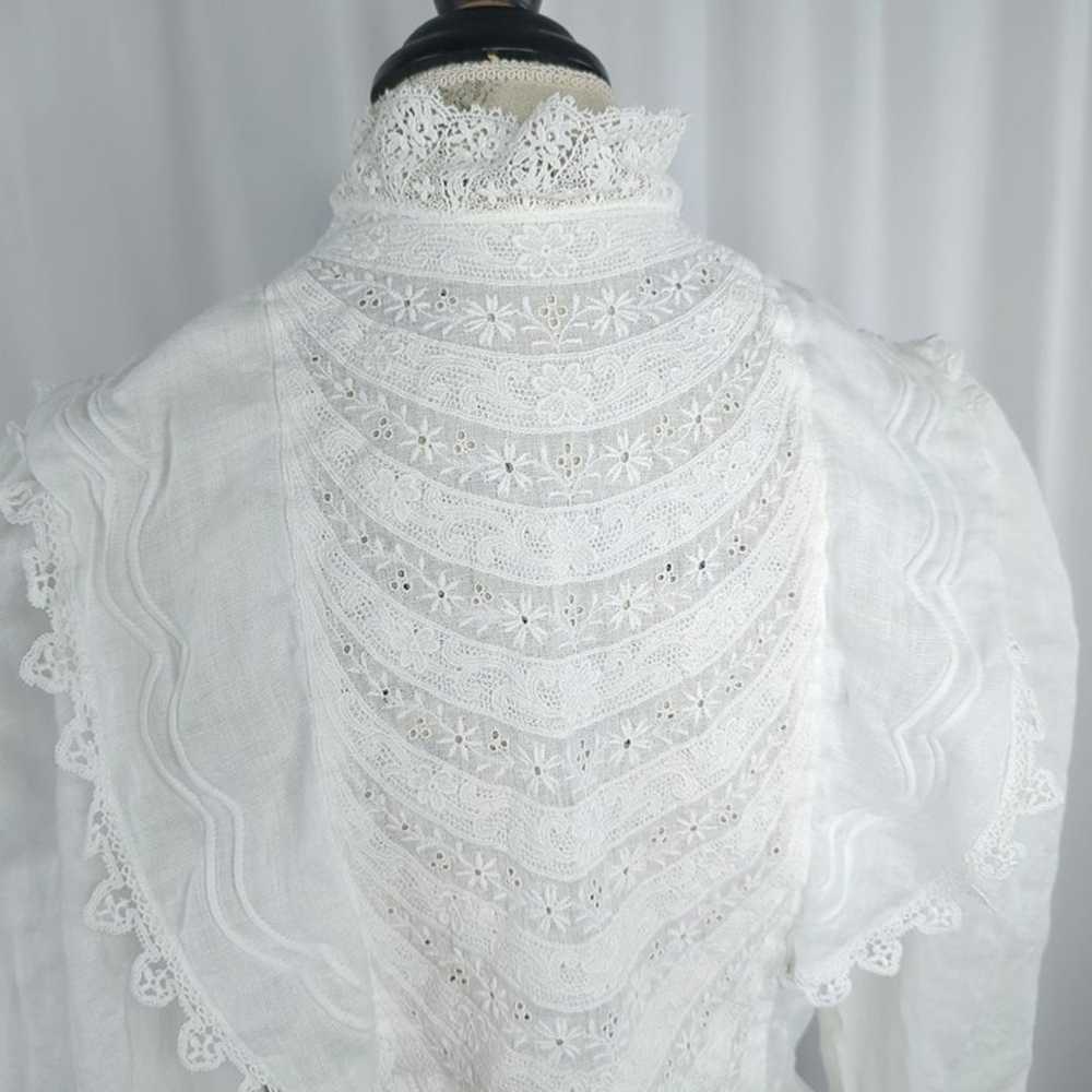 Vintage Victorian Lolita White Blouse Small 4 Lace - image 9