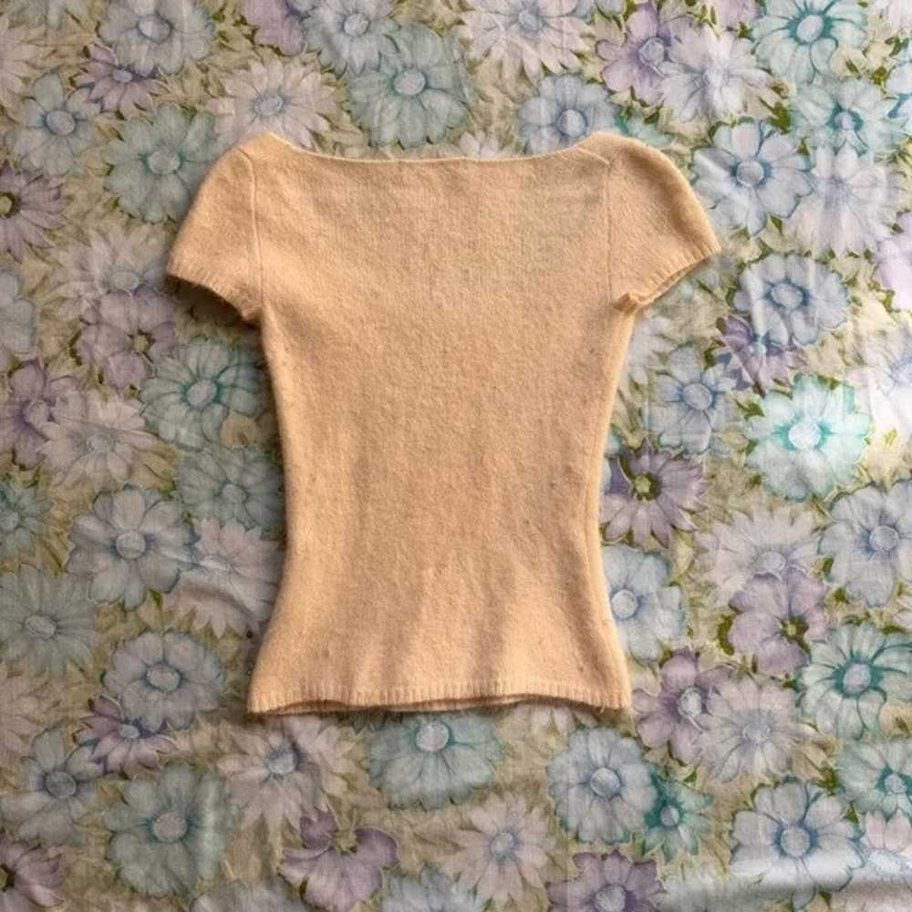 - banana republic cream rabbit fur fitted top - y… - image 4