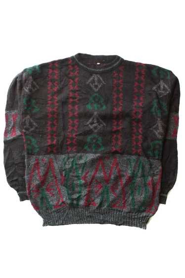 Vintage Green & Red Shapes 80s Sweater (1980s)