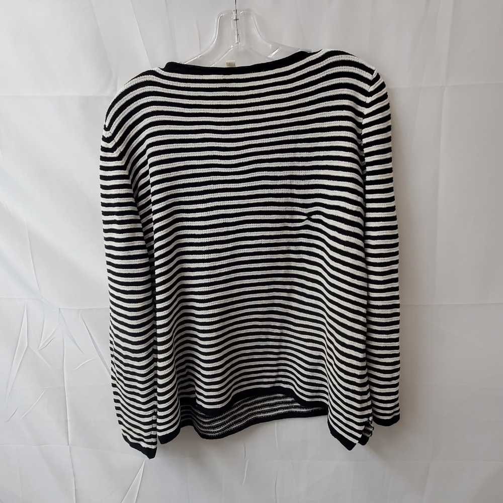 Eileen Fisher Black & White Striped Knit Cotton S… - image 5