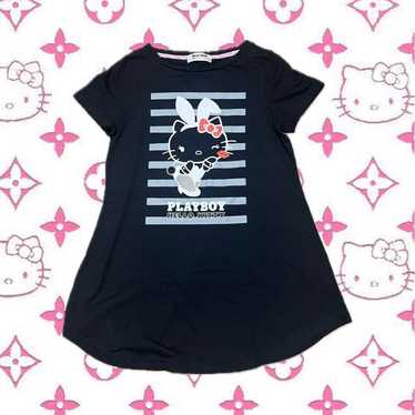 y2k Playboy Hello Kitty black kitty Playboy T-shi… - image 1