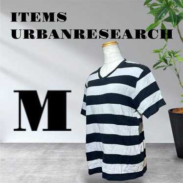 ★URBAN RESEARCH ITEMS★ Border Cut and Sewn Navy Gr