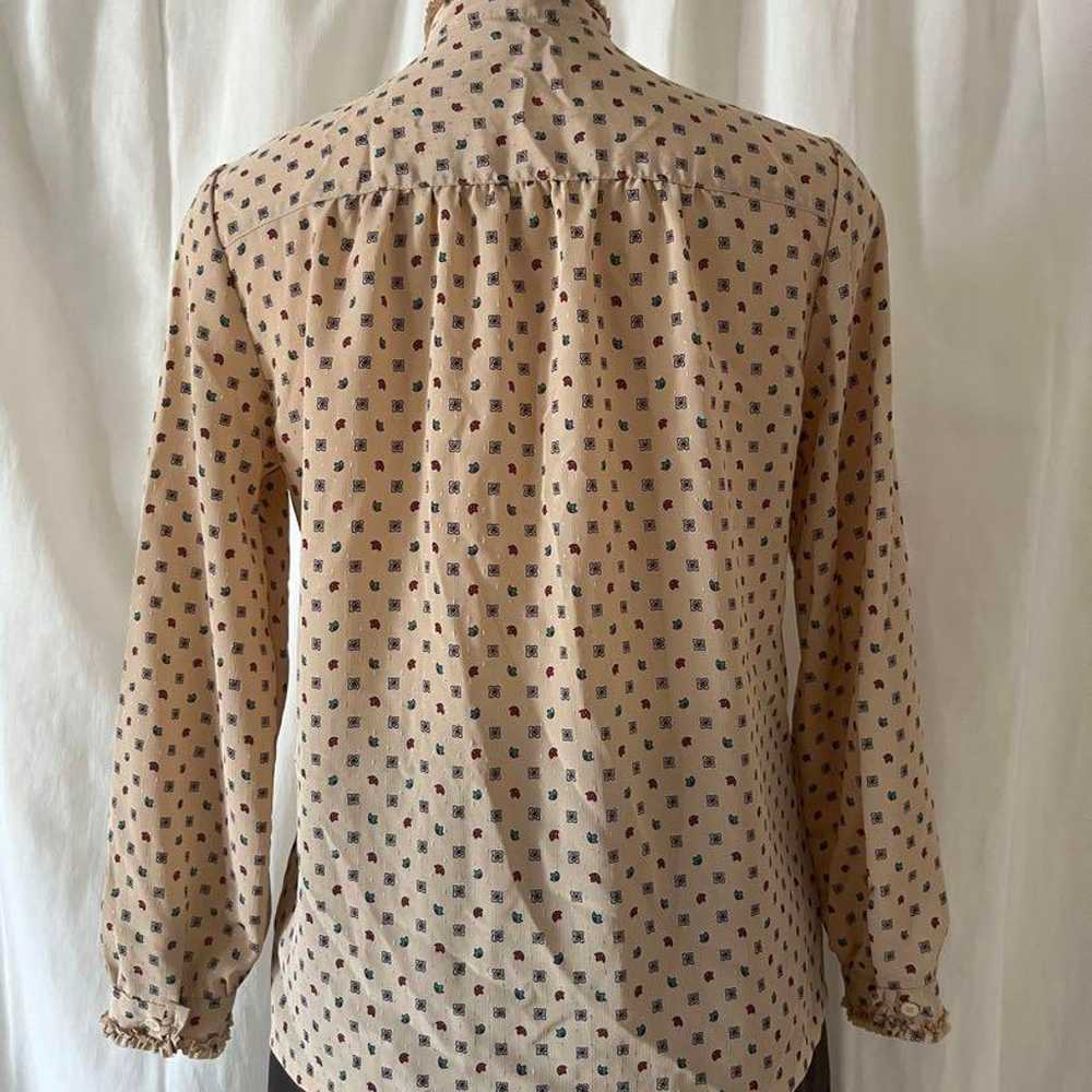 Frill blouse, long sleeve, polka dot pattern, ret… - image 10