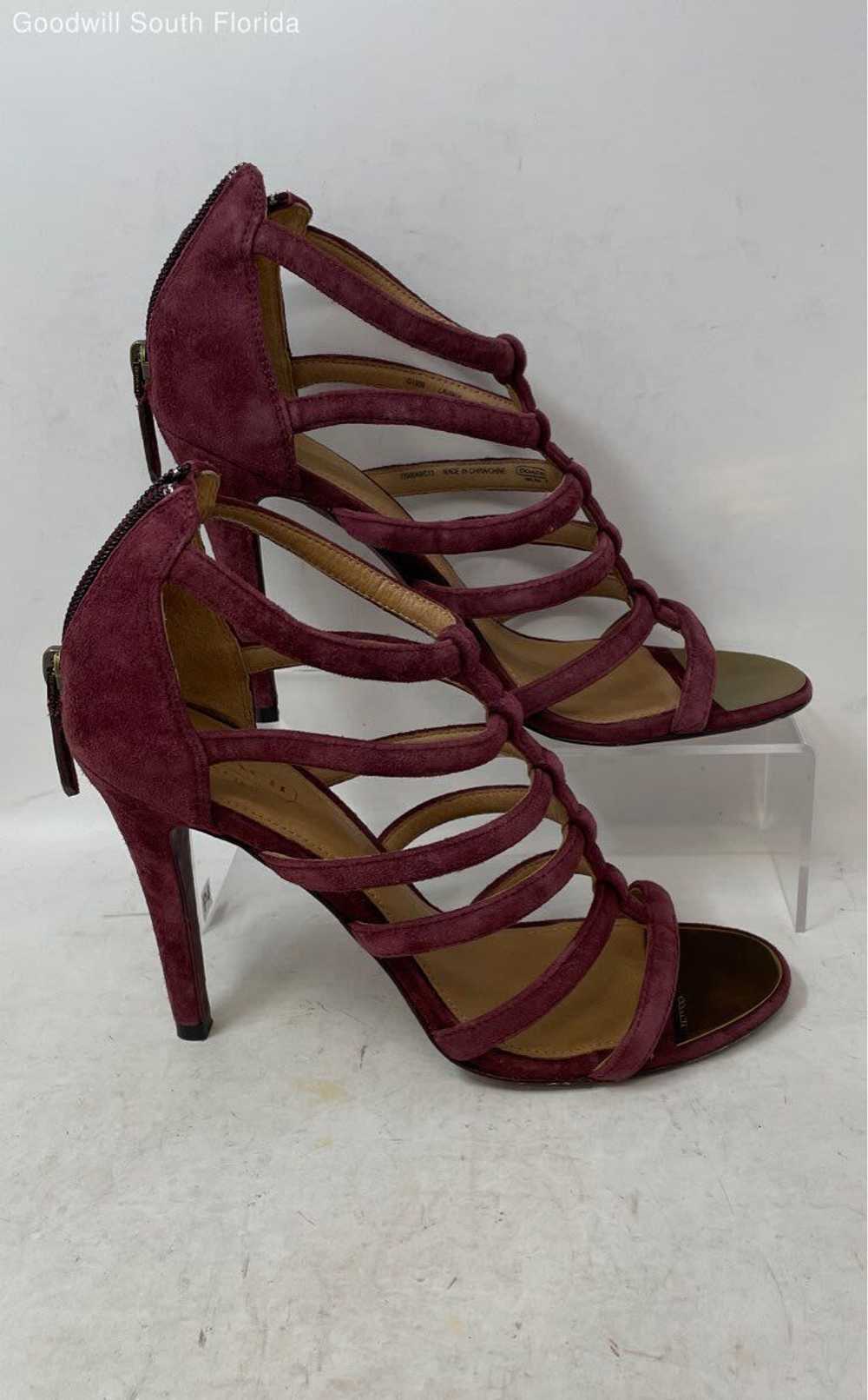 Coach Womens Lavania Burgundy Suede Open-Toe Stil… - image 2