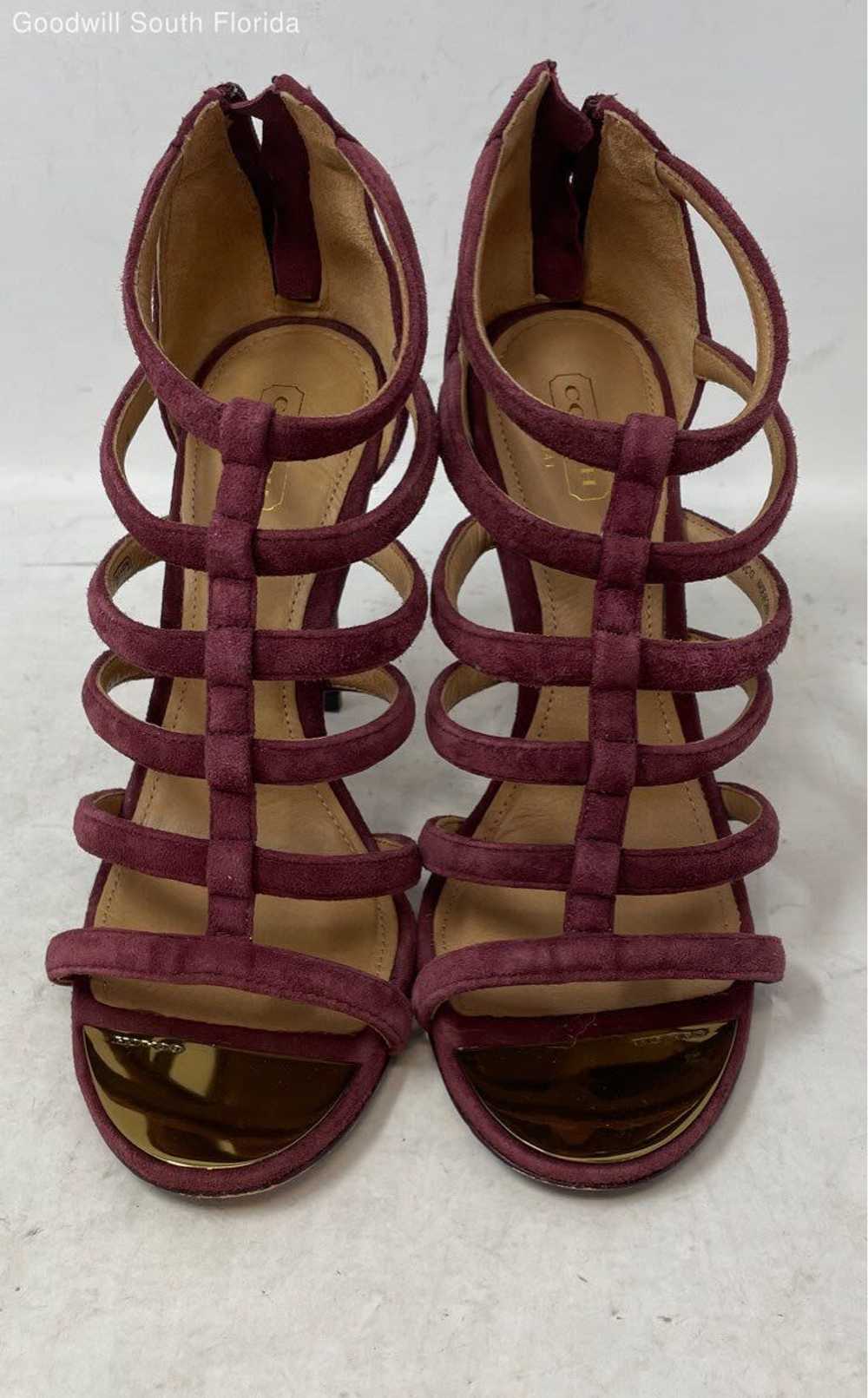 Coach Womens Lavania Burgundy Suede Open-Toe Stil… - image 4