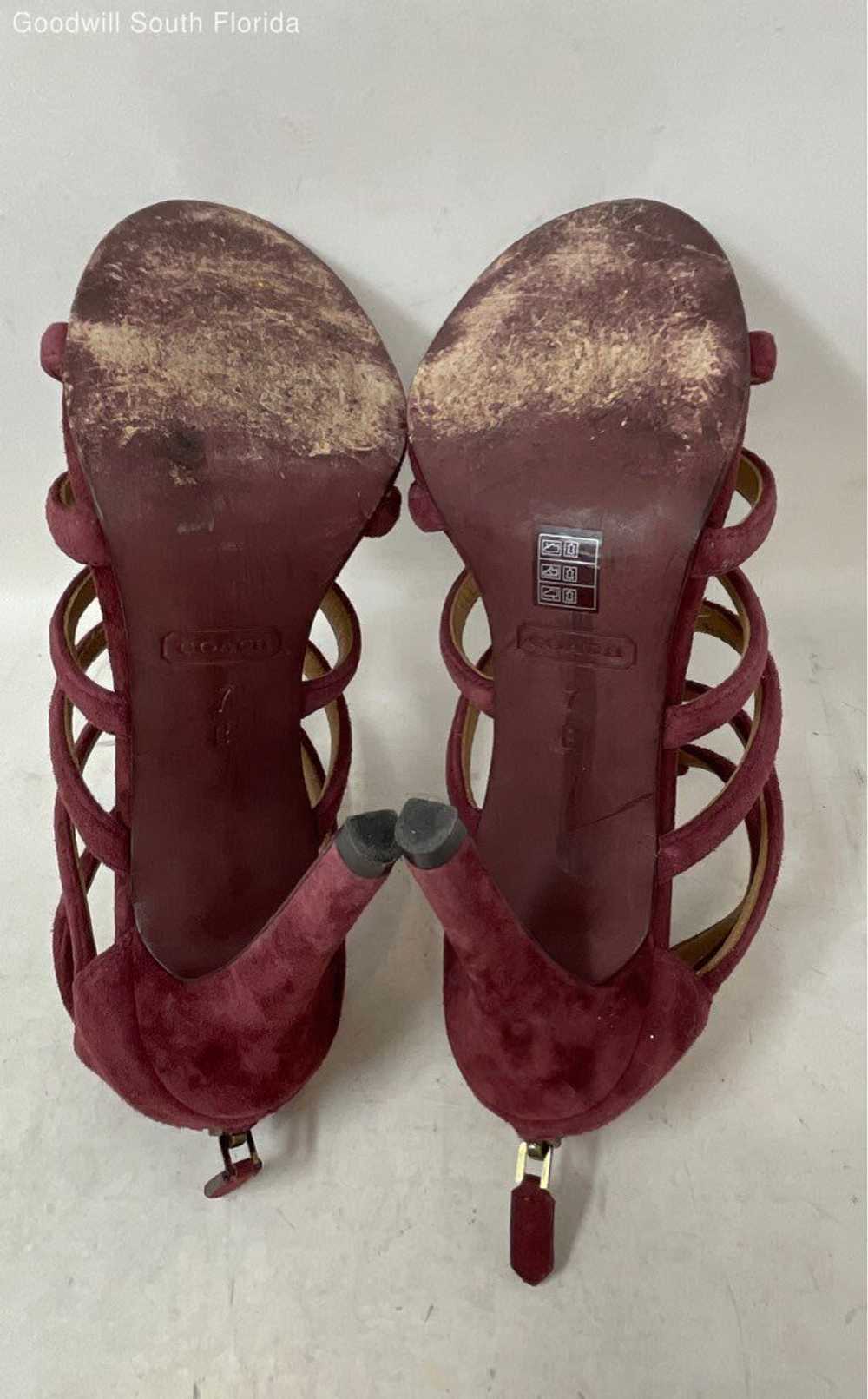 Coach Womens Lavania Burgundy Suede Open-Toe Stil… - image 5