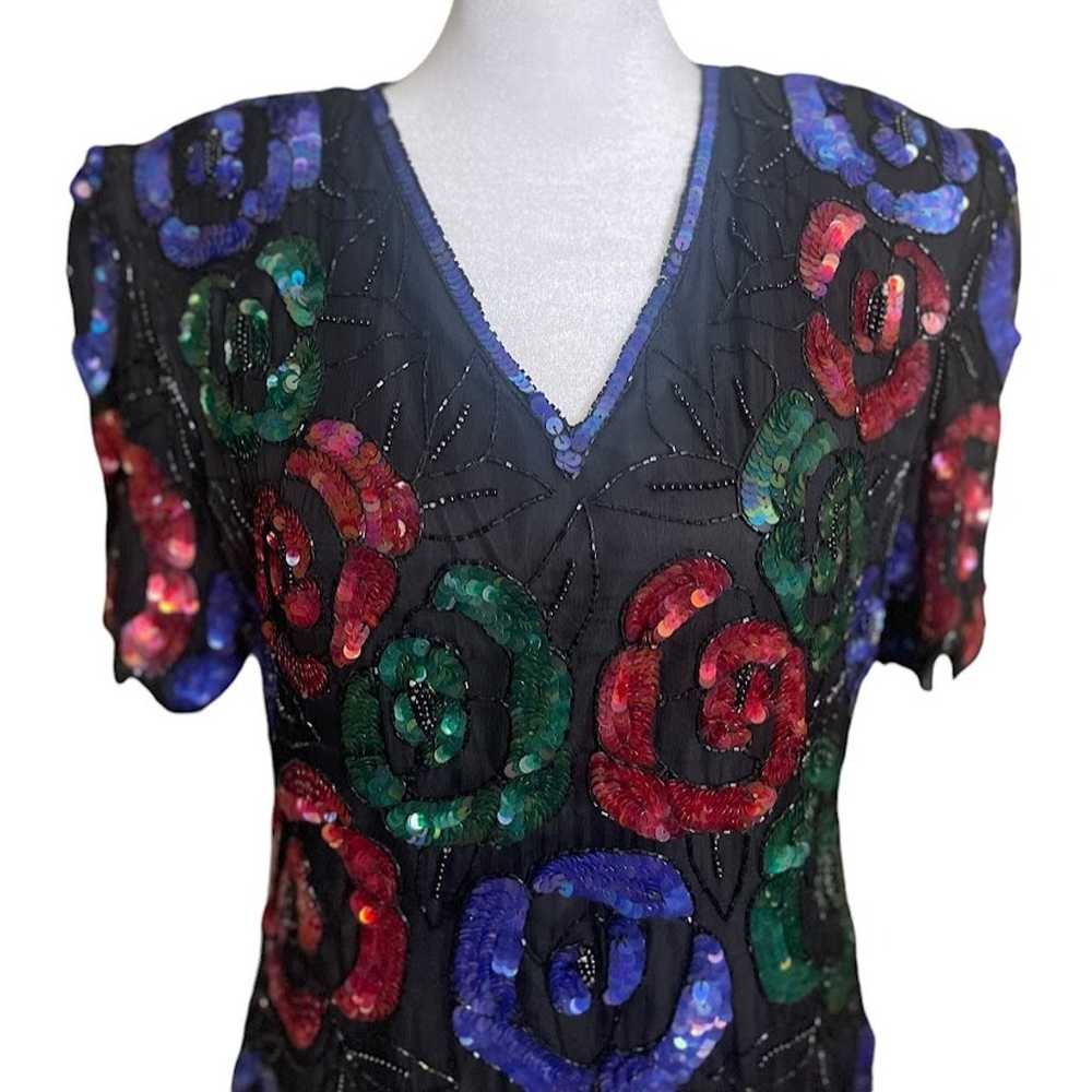 Stenay Vintage 100% Silk Beaded Blouse Size Medium - image 2