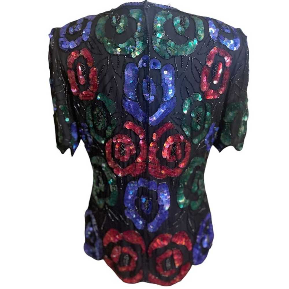 Stenay Vintage 100% Silk Beaded Blouse Size Medium - image 5