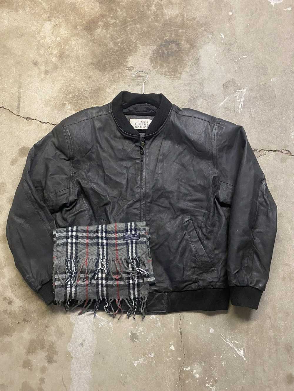 Other Leather bomber jacket paired with free Burb… - image 1