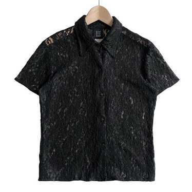 90s 00s USA-made BEBE short-sleeved lace shirt Ha… - image 1