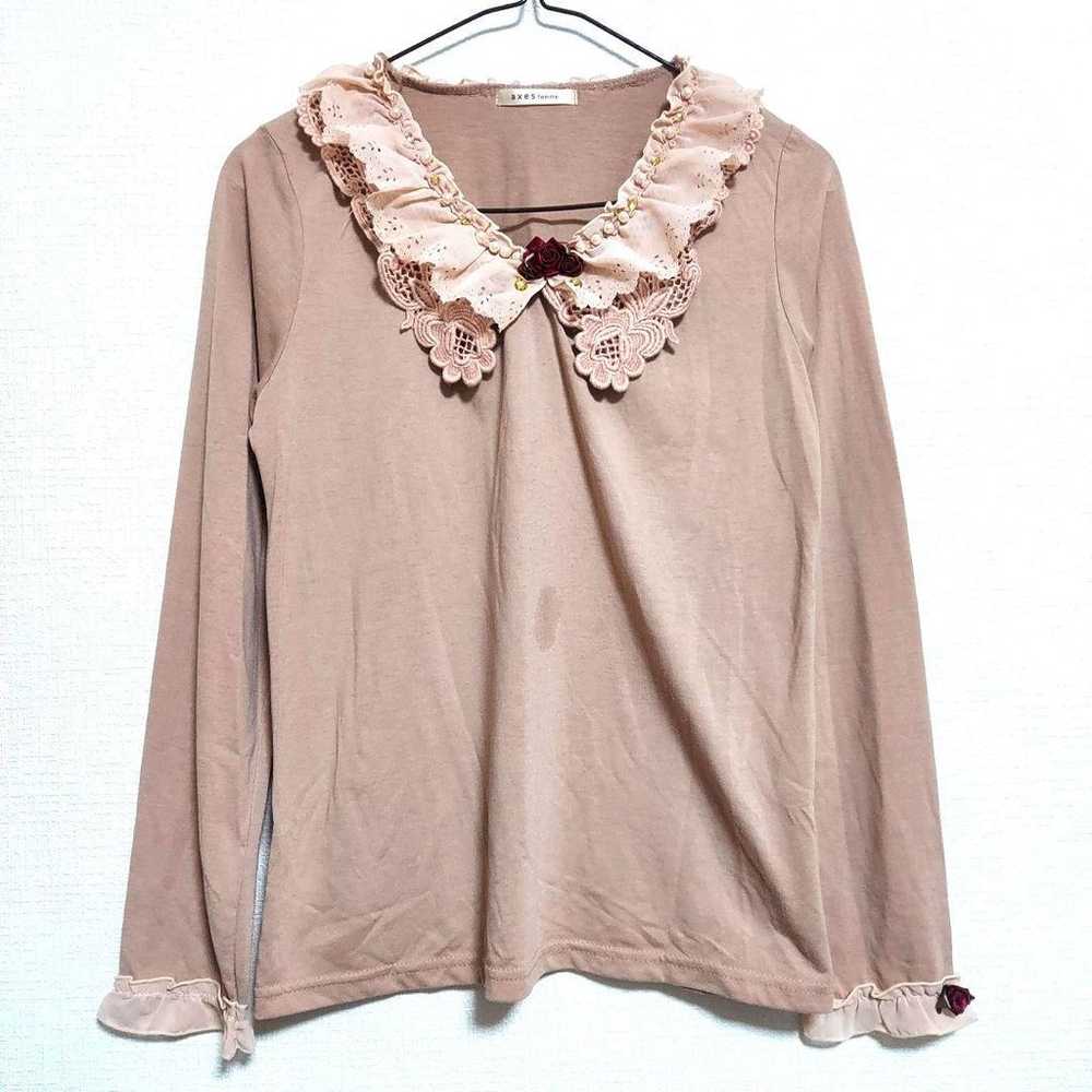 axes femme muted pink frill rose cute long sleeve… - image 1