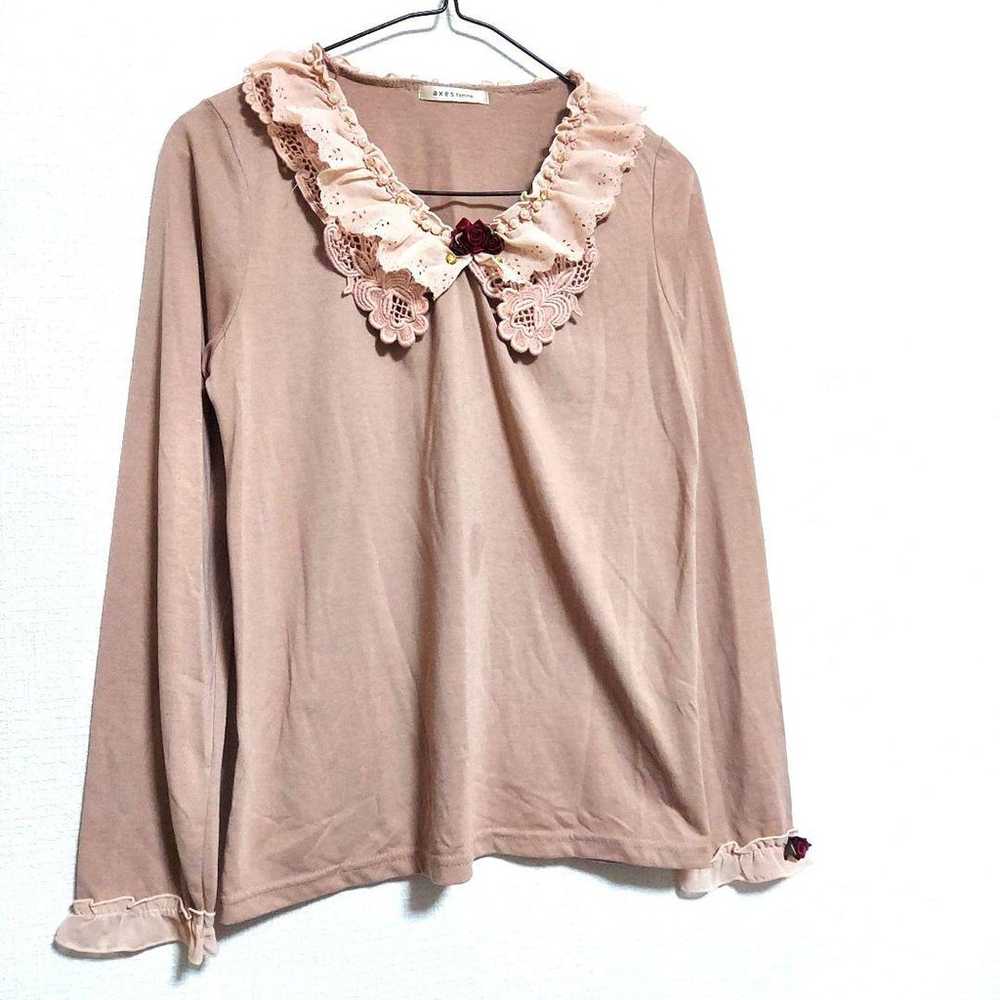 axes femme muted pink frill rose cute long sleeve… - image 2