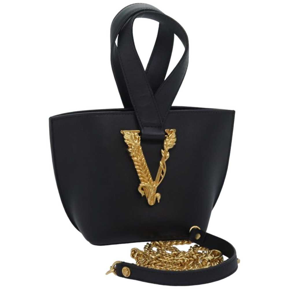 Versace Virtus Black Leather Handbag (Pre-Owned) - image 8