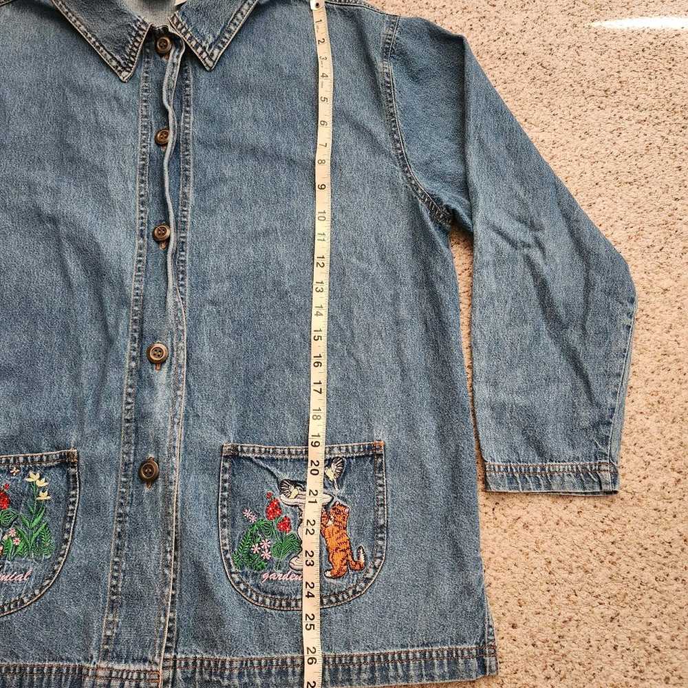 Embroidered vintage cat button down - image 6