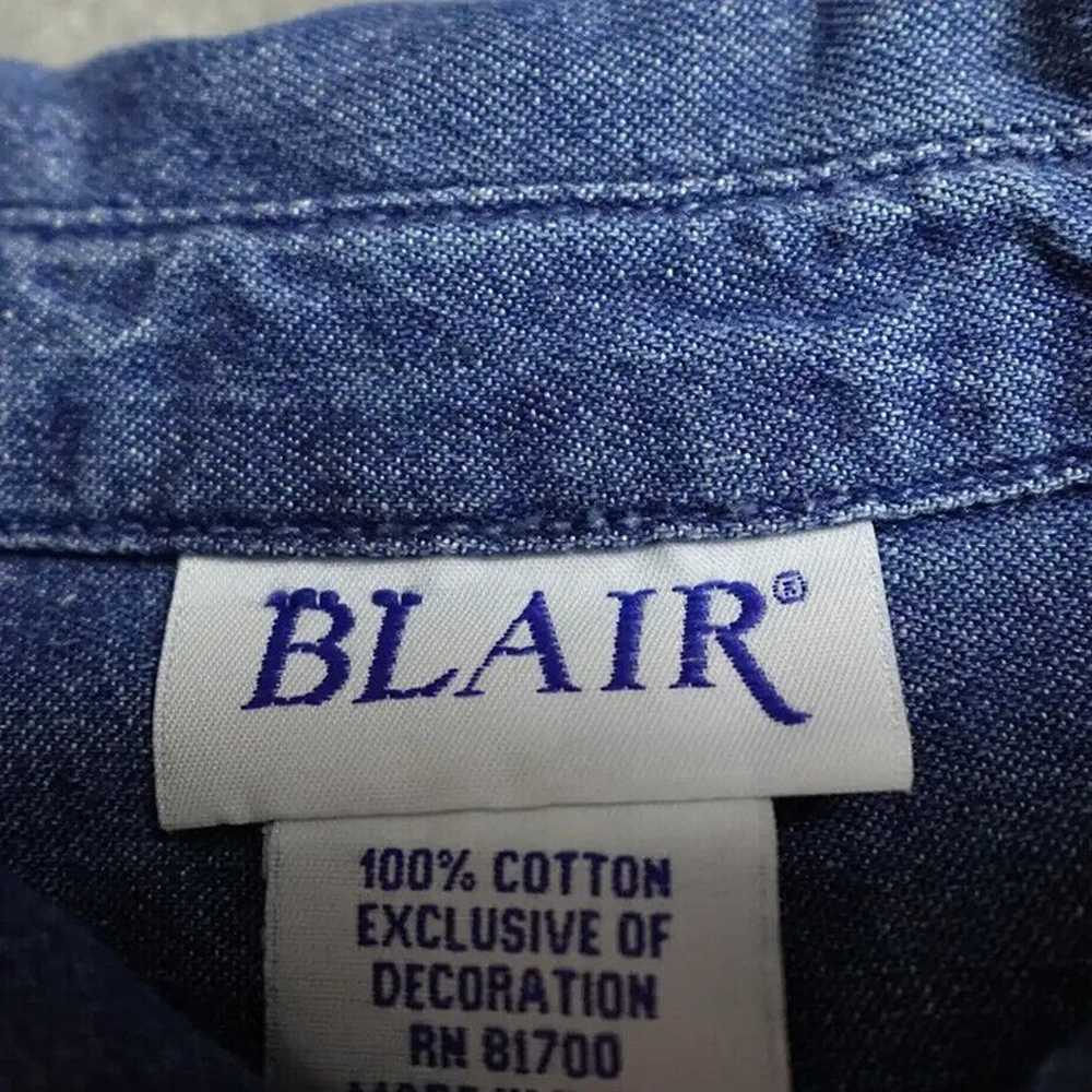 Vintage Blair Shirt Women's Large Blue Denim Butt… - image 2