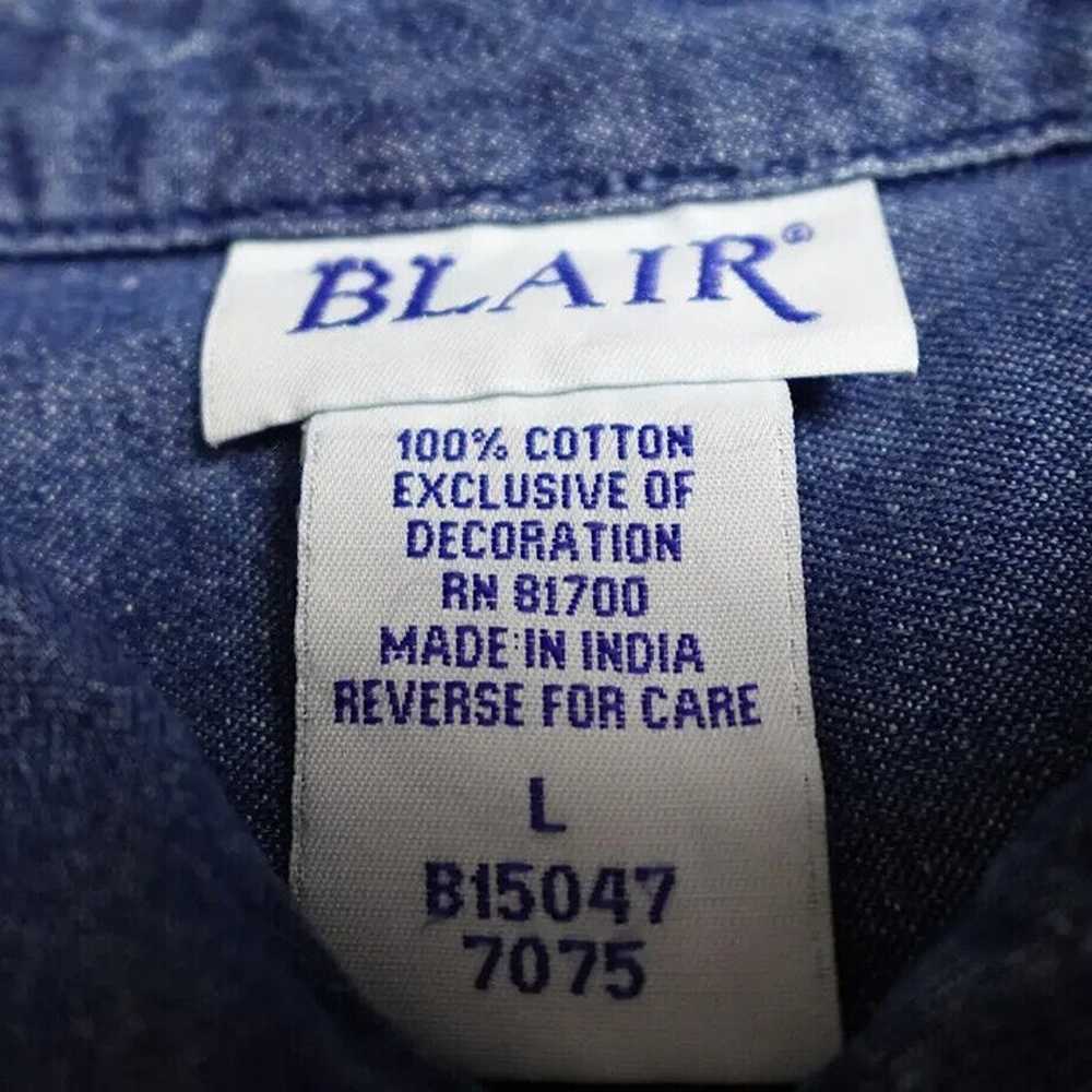 Vintage Blair Shirt Women's Large Blue Denim Butt… - image 3