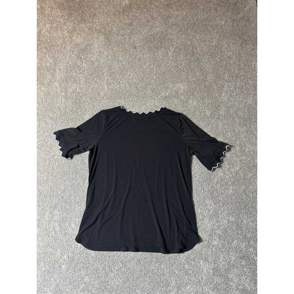 Susan Graver Blouse Womens L Scalloped Black Y2K … - image 8