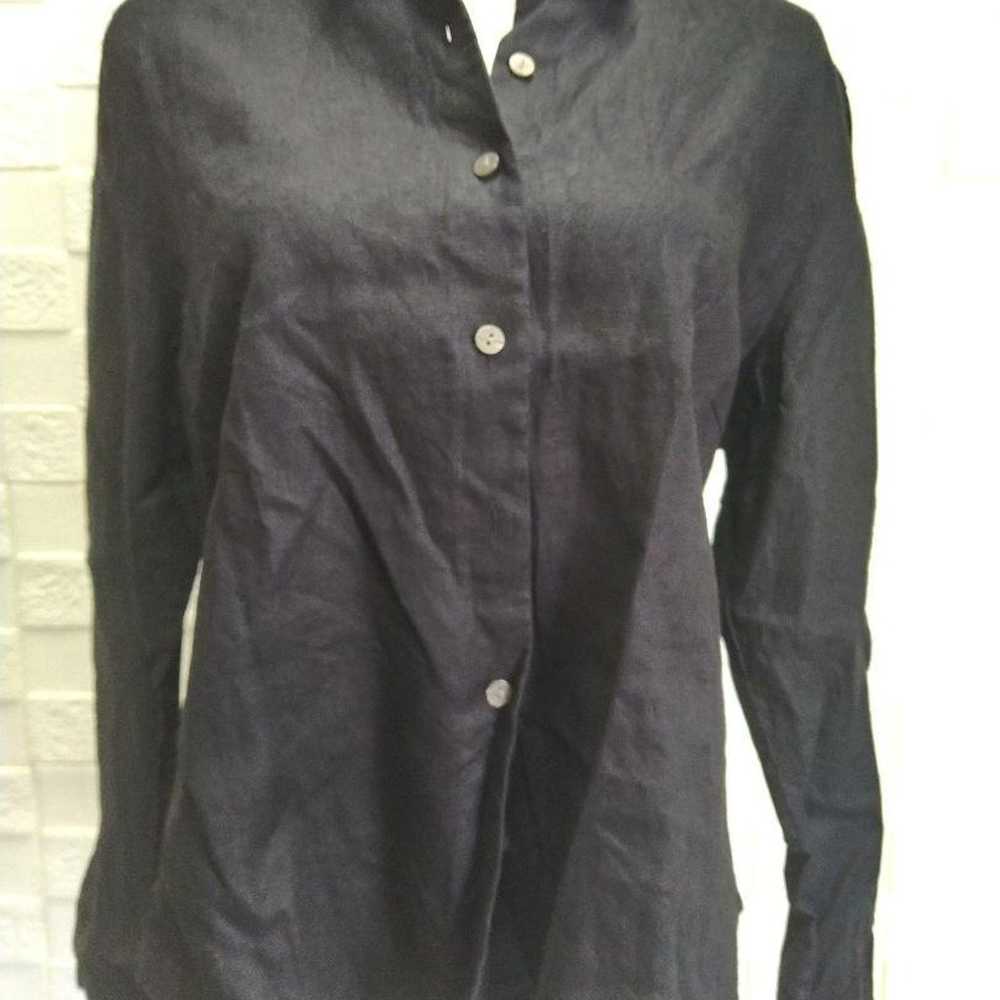 Eddie Bauer Rayon Shirt L Black - image 2