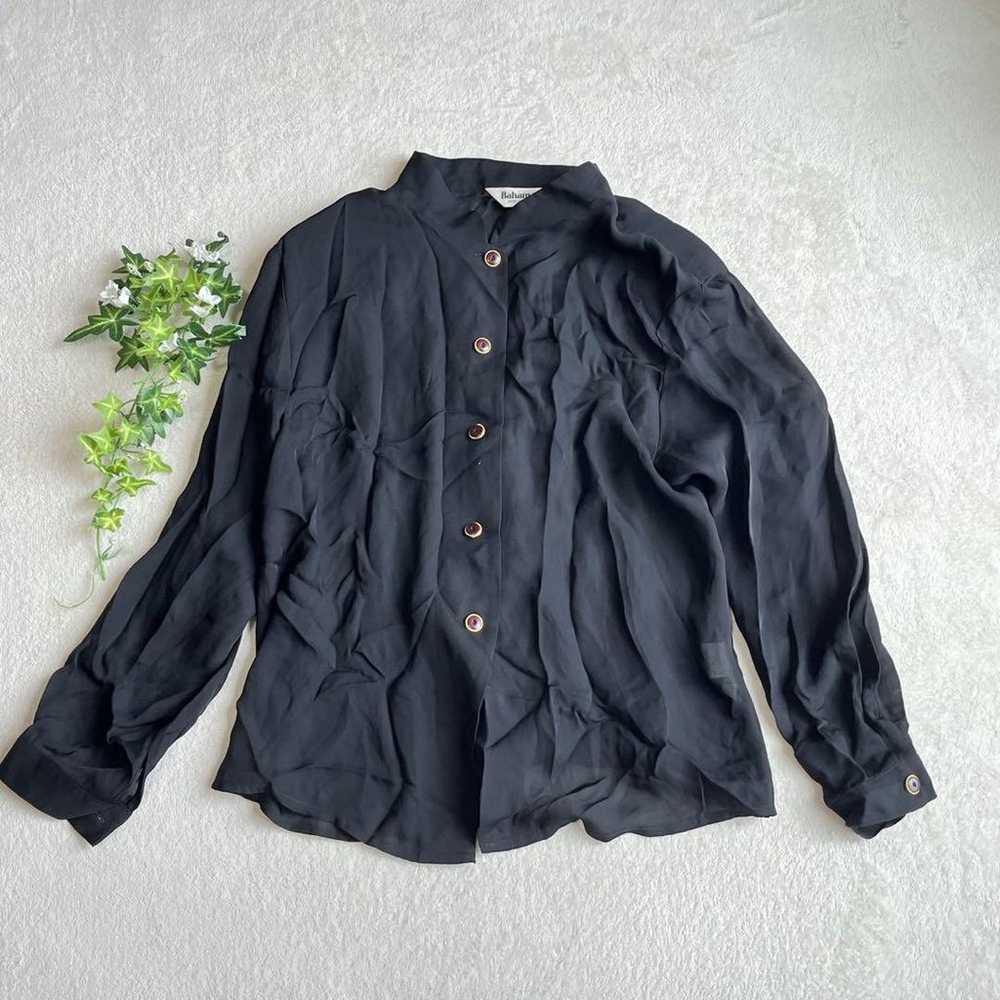 c1534 Vintage 100% Silk Sheer Shirt 11 Translucen… - image 1