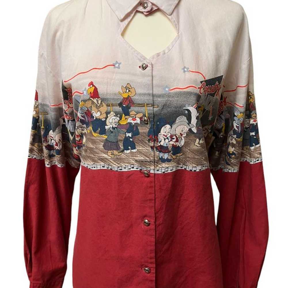 90s vintage Looney Tunes western shirt blouse xpv - image 1