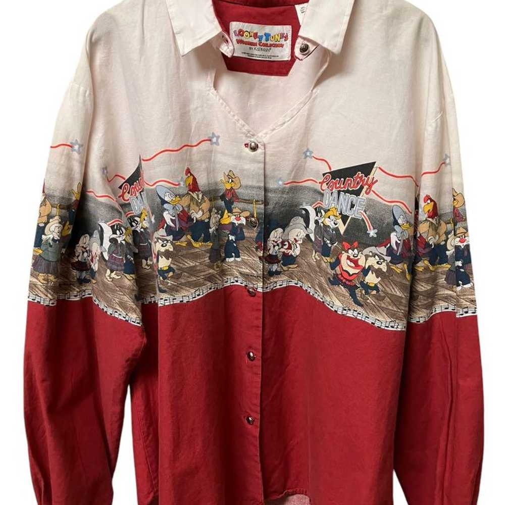 90s vintage Looney Tunes western shirt blouse xpv - image 5