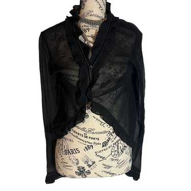 Vintage Ann Taylor Black Sheer Silk Romantic Top … - image 1