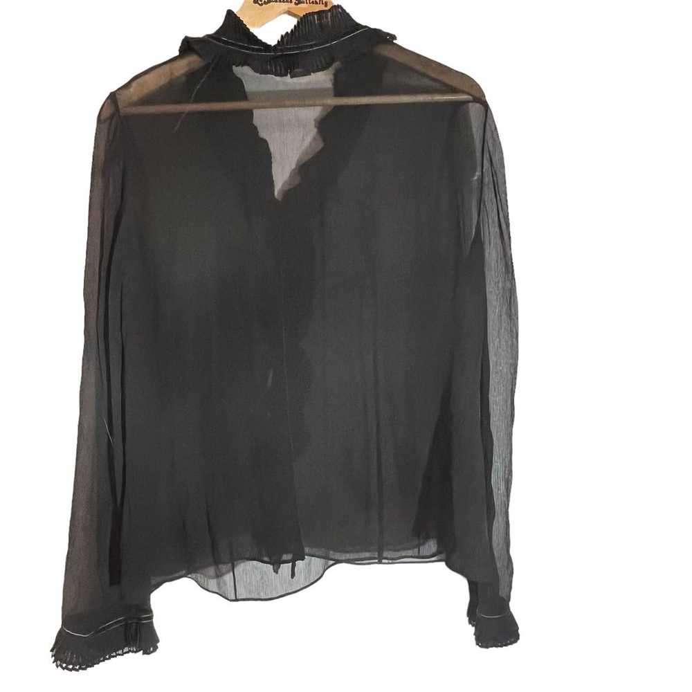 Vintage Ann Taylor Black Sheer Silk Romantic Top … - image 3