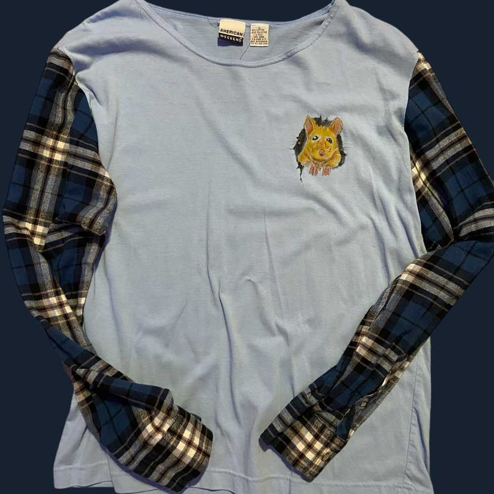 Reworked Vintage Mouse Flannel T-Shirt - image 1