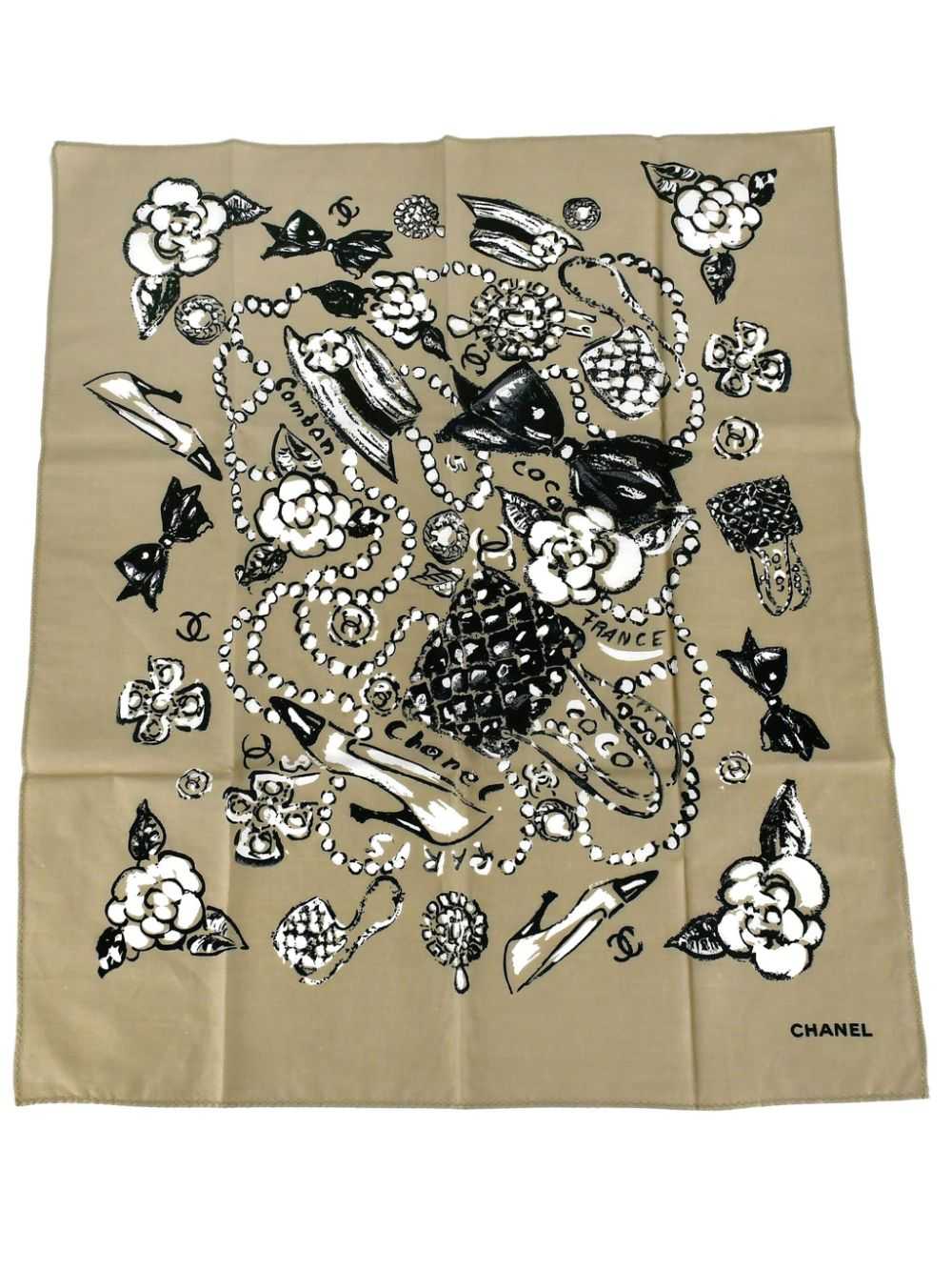 CHANEL Pre-Owned 1990-2000s Camellia scarf - Grey - image 1