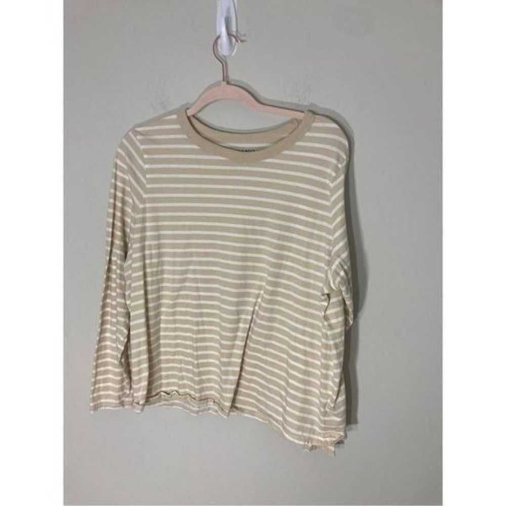 Old Navy Neutral Tone Striped Long Sleeve Blouse - image 1