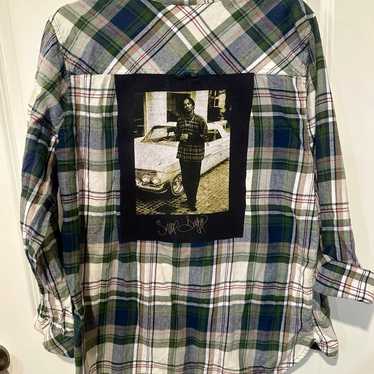 Snoop Dogg tshirt upCycled flannel shirt XL