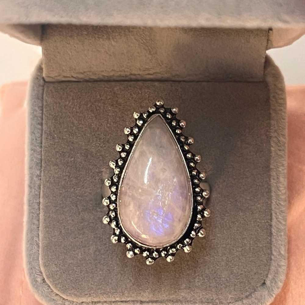 ✨Indian Made 925 Silver Rainbow Moonstone Teardro… - image 4