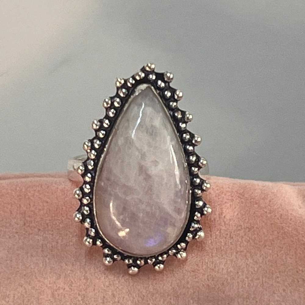 ✨Indian Made 925 Silver Rainbow Moonstone Teardro… - image 5