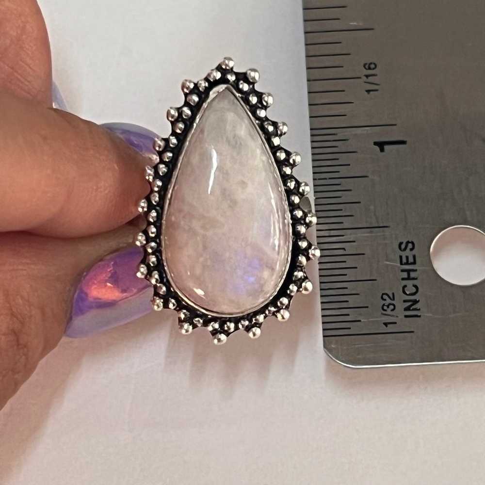 ✨Indian Made 925 Silver Rainbow Moonstone Teardro… - image 8