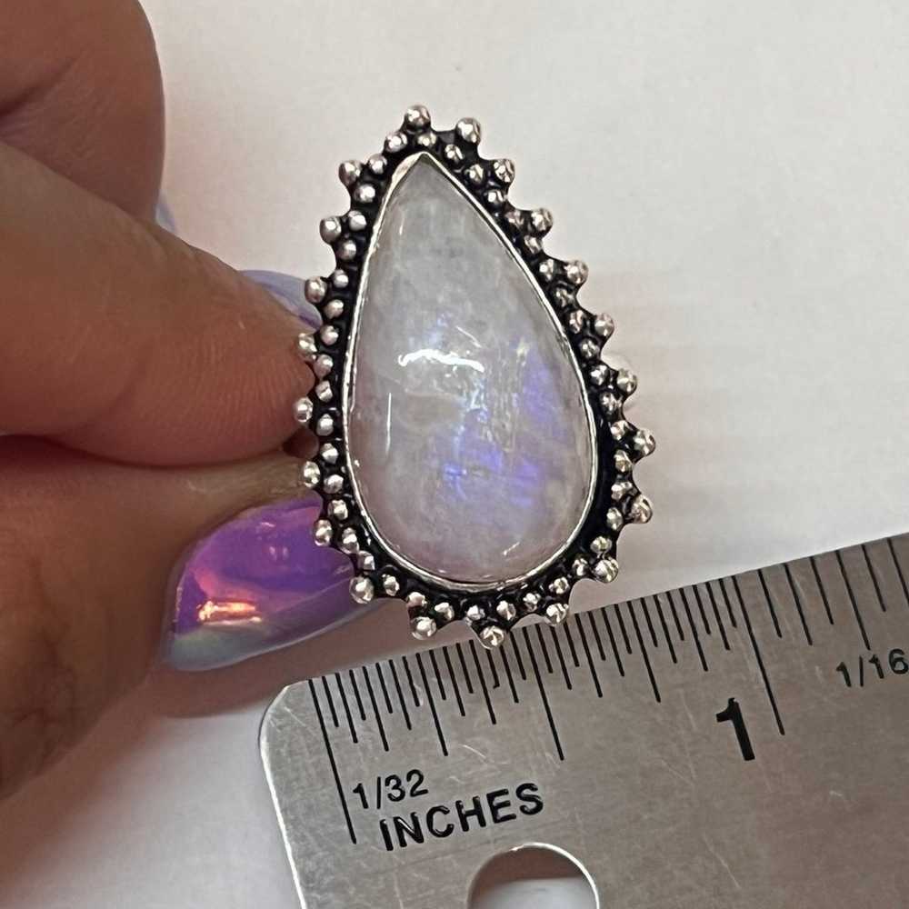 ✨Indian Made 925 Silver Rainbow Moonstone Teardro… - image 9