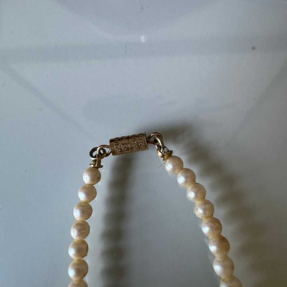 Vintage 1928 Glass Heart Pearl Necklace - image 4