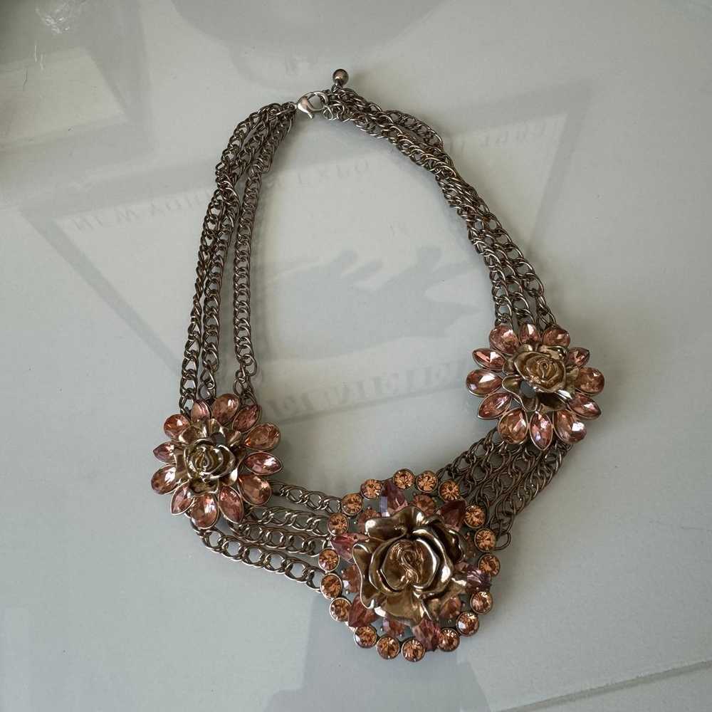 Vintage Rose Rhinestone Necklace - image 3