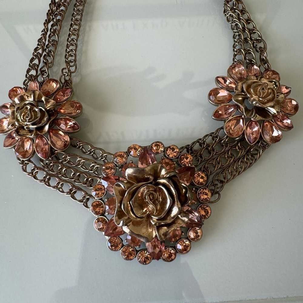 Vintage Rose Rhinestone Necklace - image 4